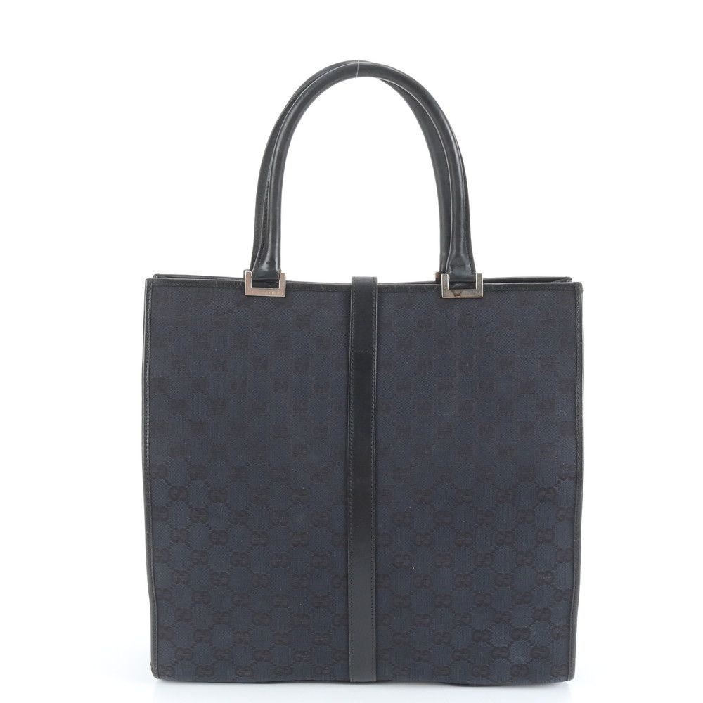 Gucci Jackie GG Canvas Leather Tote Bag Navy Women’s Authentic Vintage thumbnail 3