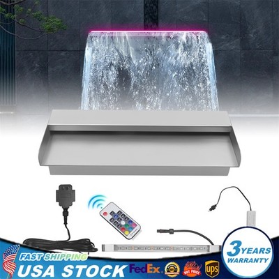 12inch Pool Fountain Waterfall Spillway with LED Light for Swimming Pool Decor