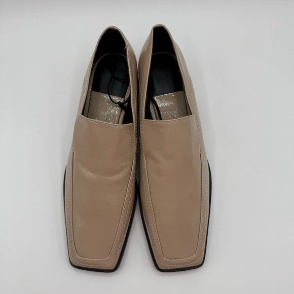 Mocasines Zara de charol topo para mujer punta cuadrada tacón bajo zapatos sin cordones talla 6,5 EE. UU. Foto 3 de 4