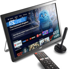 15.6" Small Smart Tv,Built-In Digital Tuner,4000Mah Rechargeable Battery TV, HDM