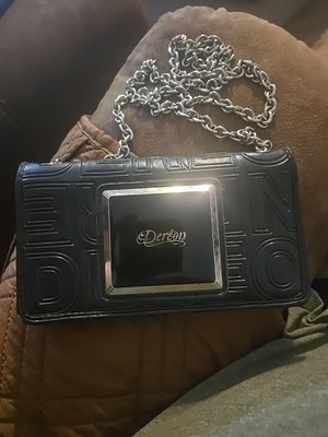 House of Dereon: Beyonce Black Chain Crossbody Purse Logo Embossed Y2K Bag