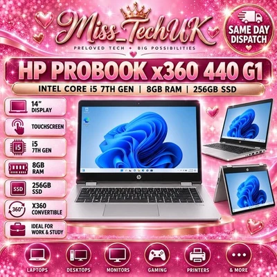 HP ProBook x360 440 G1 14" Touchscreen Intel Core i5 7th Gen 8GB 256GB SSD