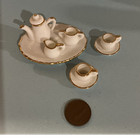 Bone China Taiwan Miniature Porcelain 1:12 Scale Painted Tea Set White Gold 6pcs — photo 1