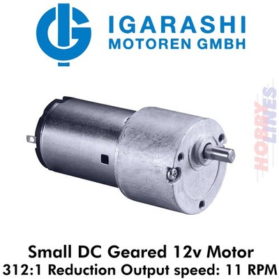 IGARASHI DC GETRIEBE 12V Motor 312:1 Untersetzung 12 V elektrische Abtriebsdrehzahl 11 U/min