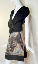 2010 Balenciaga by NICOLAS GHESQUIERE Wrap Dress FR40 US8 M, Marble Print Silk