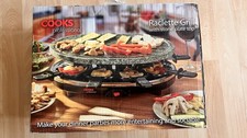 Cooks Professional Raclette Grill Stone Plate Top 1200W 2 Tier Black Serves 8