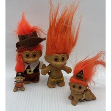 Russ Troll Doll Toys Pilgrim Native American Orange Lot Of Three FF