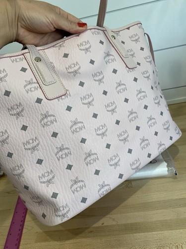 Authentic MCM Liz Shopper Medium Tote Bag Reversible in Pink Leather - Picture 4 of 22