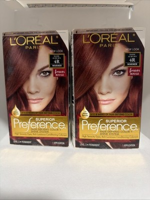 L Oréal Super Preference 4R Dark Auburn Hair Color ( 2 Box)