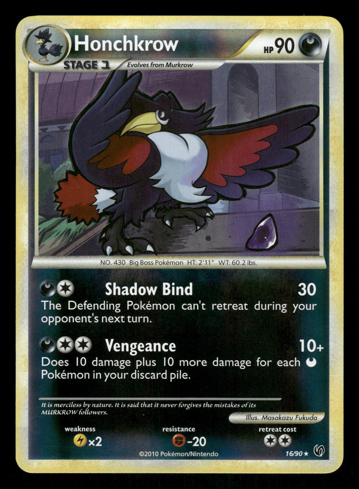 Pokemon Honchkrow (16) Rare Undaunted 16/90 LP Reverse Holo