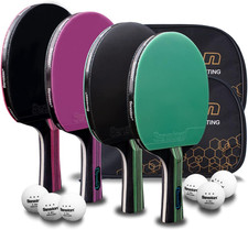5-Ply Ping Pong Paddles Set &ndash; Premium Wood Table Tennis Set of 4 with 6 Balls &