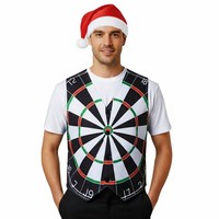 Adults Christmas Dartboard Costume - Waistcoat with Dart Board Print and Plush S