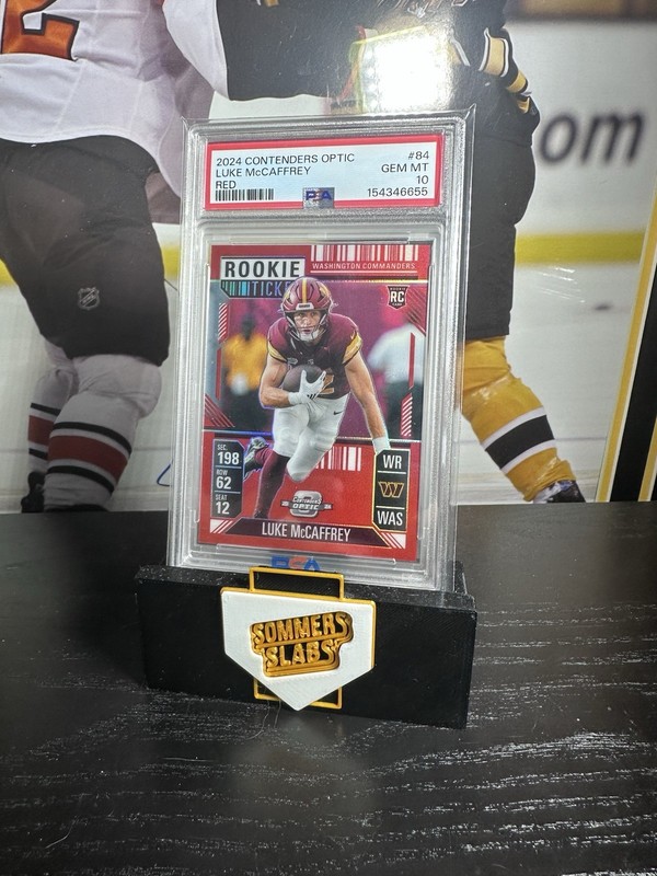 2024 Panini Contenders Optic - Rookie Ticket Luke McCaffrey #84 Red /199 PSA 10