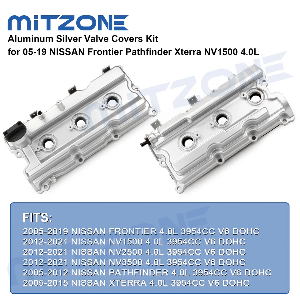 Kit de tampa de válvula de alumínio 2 peças para 05-19 Nissan Frontier Pathfinder Xterra 4.0L🚗 - Imagem 3 de 4