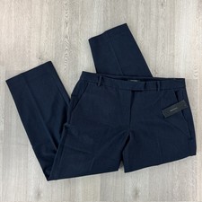 NWT Tahari Sandra Dress Pants Womens 12 Navy Blue Slim Leg Ankle Stretch Trouser