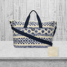 Victoria's Secret Pink Weekender Tote Bag Cozy Plush Sherpa Blue Fair Isle New