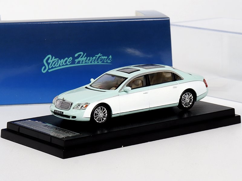 Stance Hunters 1/64 マイバッハ 62 ホワイト　ダイキャスト MB Mercedes Benz Maybach 62 - turquoise/white - Stance