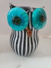 Vintage Owl Art Glass Hand Blown Murano Style   Big Eyes Heavy Swirl Stripe — photo 4