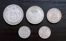 Great Britain, Lot of 5 silver coins, 1/2 Crown to 6 Pence, 1920-1946