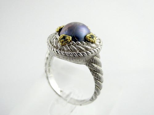 Judith Ripka Sterling Silver Pearl Blue Topaz Ring 925 Size 10.75 AS IS DAMAGED - Picture 3 of 16