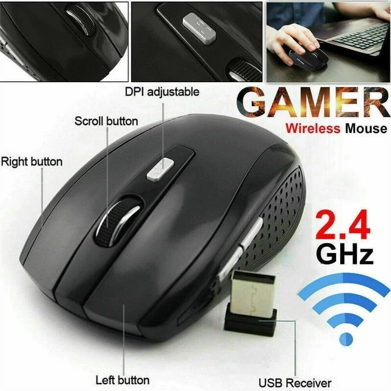 2 Wireless Optical Mouse Mice 2.4GHz USB Receiver For Laptop PC Computer DPI USA - Image 3 of 4