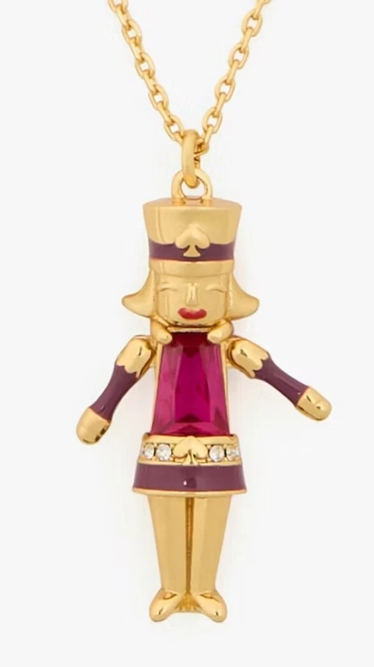 ¡NUEVO! KATE SPADE 'Oh What Fun' CASCANUECES Gema Roja Colgante Collar Cadena Oro Nuevo con Etiquetas Foto 4 de 4