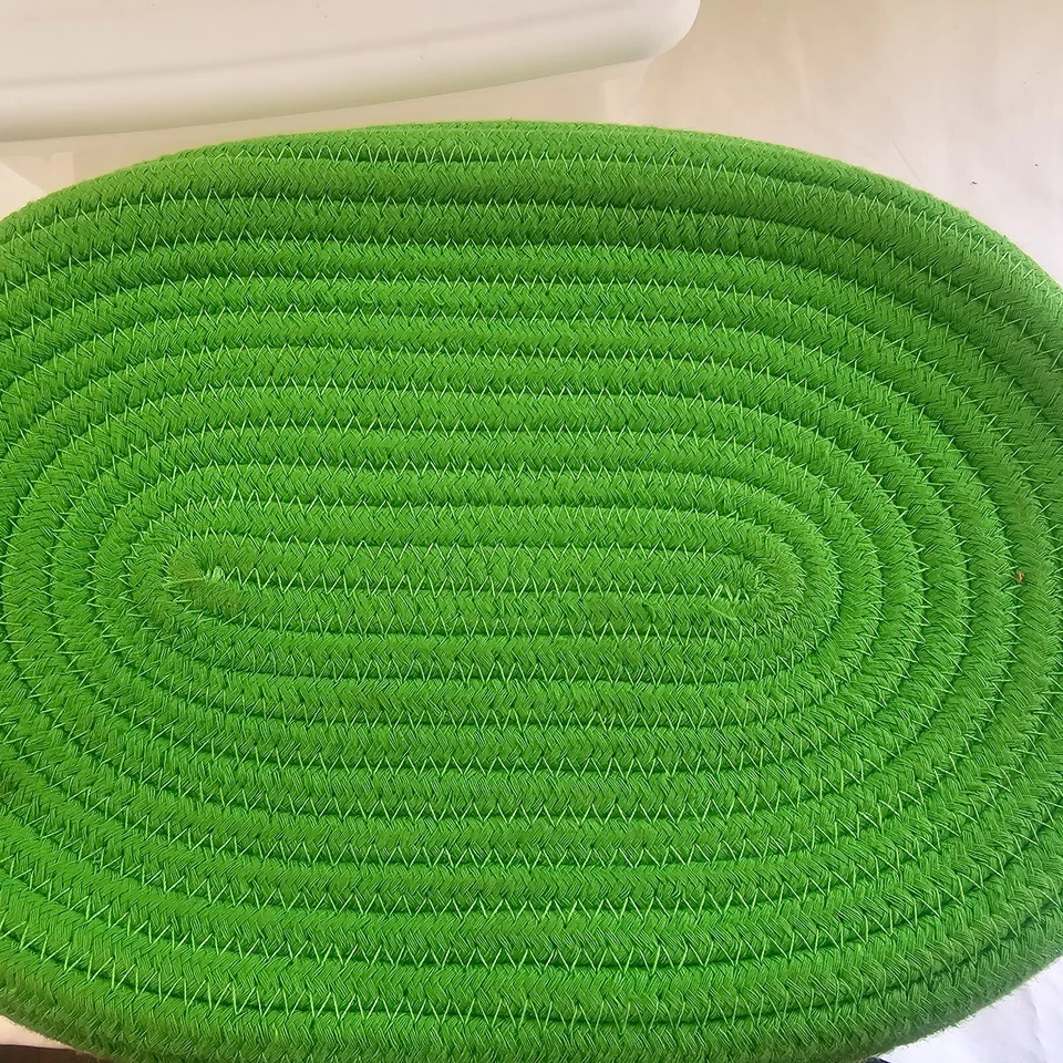 Handmade Fabric Rope Coil Basket Variegated Green Storage Home Decor (x4) Medium - Image 4 of 4