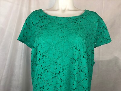 Alfani Womens Plus Lace Short Sleeve Party Dress Green 20W