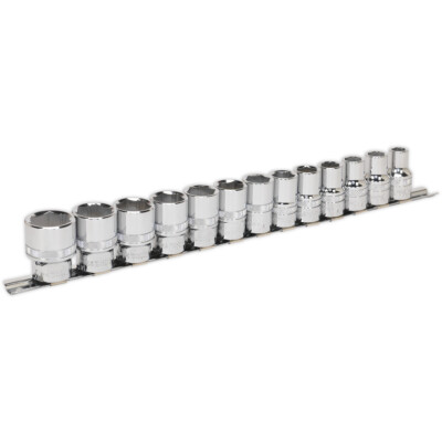 13er-Pack Steckschlüsselsatz 1/2'' metrisch Vierkant - 6 Punkt LOCK-ON abgerundete Köpfe