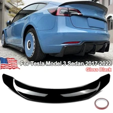 Gloss Black V Style Rear Trunk Spoiler For 2017-2023 Tesla Model 3 Highkick Wing