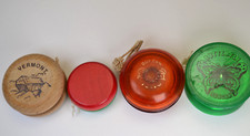 Vintage Lot of 4 Yo-Yo's Wooden Vermont, Wooden Sm, Duncan Imperial  Butterfly