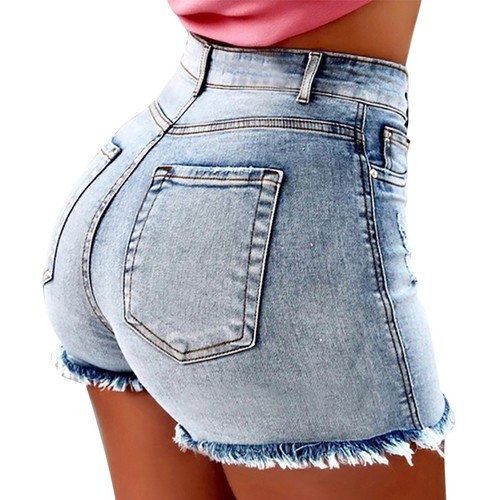 Plus Size Women High Waist Slim Fit Denim Shorts Ladies Summer Jeans Mini Pants - Picture 20 of 22