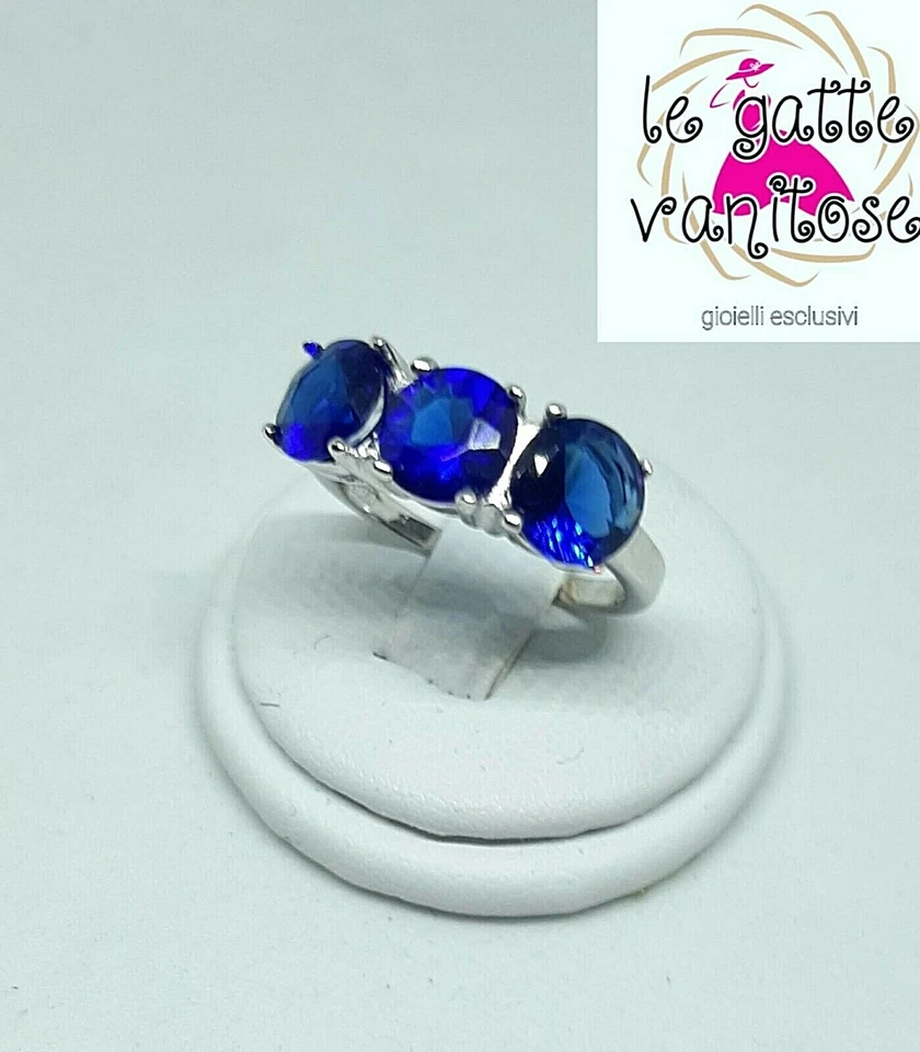 Anello Donna in Argento 925 TRILOGY 4,5 kt  con zirconi 7mm top - Immagine 3 di 4