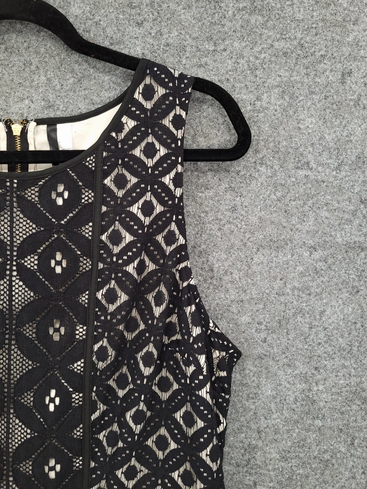 Vestido Kensie Shift para mujer grande sin mangas cremallera expuesta negro superposición de encaje Foto 3 de 4