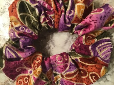 Butterfly Plum Gold Christmas HAIR ELASTIC tie stocking stuffer 1990 scrunchie