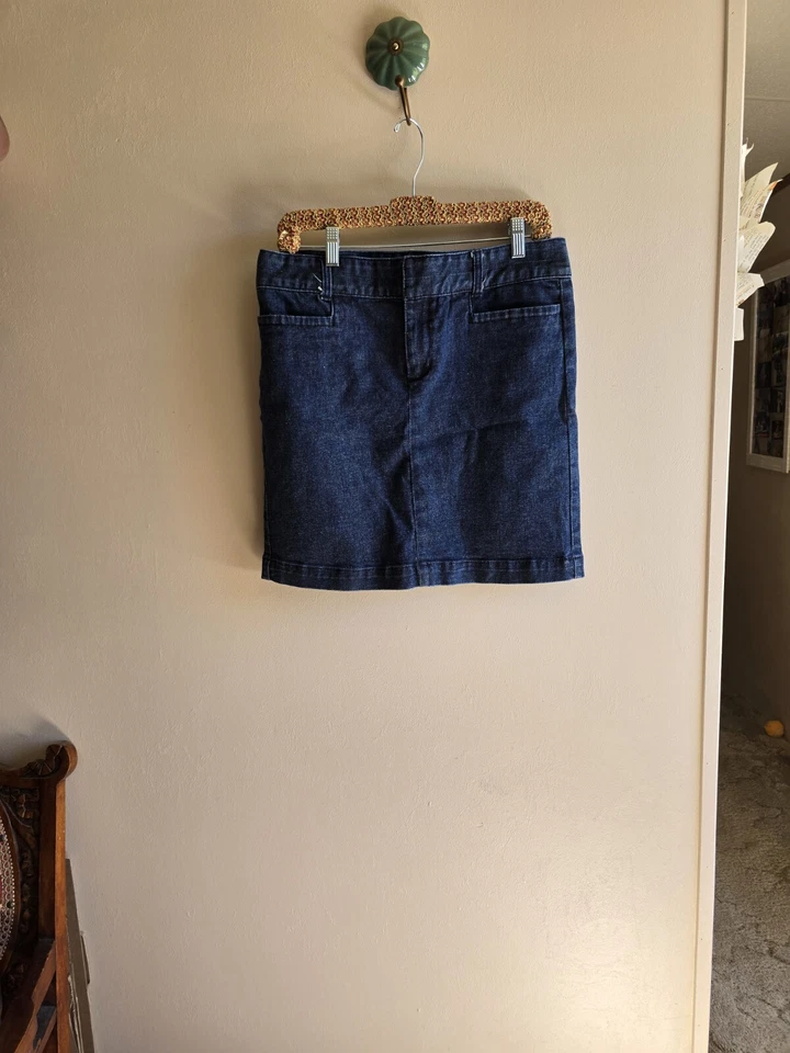 Mujer Tommy Hilfiger Talla 10 Azul Índigo Bolsillos Cinturón Lazos Denim Falda Foto 2 de 4