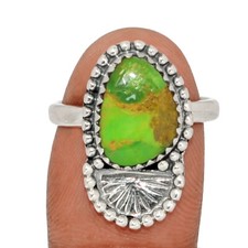 Southwest - Composite Mohave Green Turquoise 925 Silver Ring s.7.5 CR64514