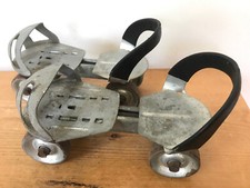 Pair Vintage Super Skates Metal Wheels Adjustable Over Shoe Rollerskates Kids