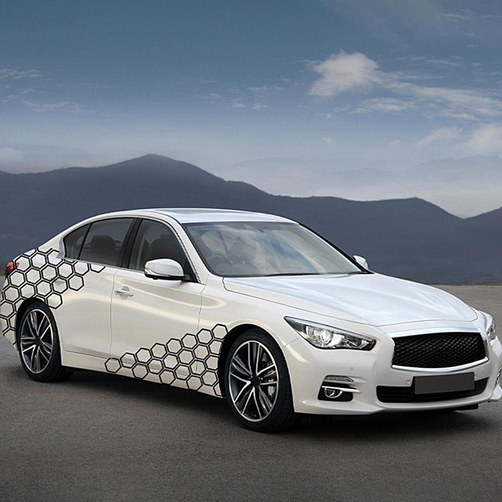 Car Honeycomb Sticker | Hexagon Honeycomb Car Full Wrap Sticker | 40 * 200cm/15.75 * 78.74in Car Door Side Decals Stickers Decoration Shakven