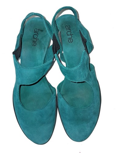 Arche Nubuck Leather Shoes, Slingback Style, Teal Colour Size 38 - Picture 4 of 9