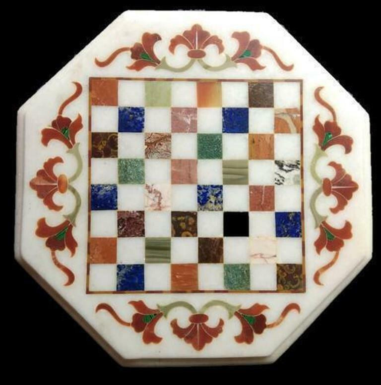2'x2'  Marble kids children game Chess table Top Inlay Stone handicraft p1