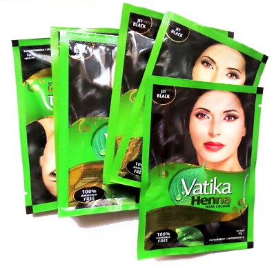 Henna Watika für Haare, NATÜRLICHER PFLÜSTERSCHWARZ, AMMONIAKFREI, 60g (6x 10g)