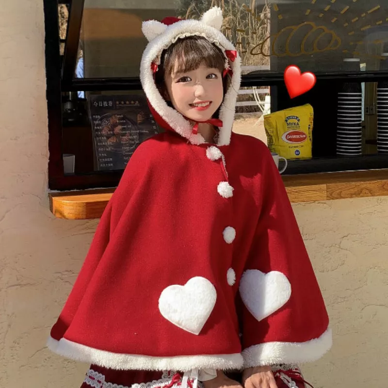 Winter Girls Faux Fleece Lined Warm Lolita Poncho Cute Cloak Coat Cape Jacket | eBay Winter Girls Faux Fleece Lined Warm Lolita Poncho Cute Cloak Coat Cape Jacket | Ebay