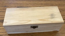 Wooden box, hand made, reclaimed pine, unfinished, with bronze colored hardware