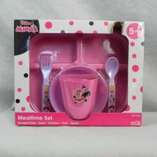 Zak DISNEY Junior MINNIE MEALTIME SET Divided Plate Bowl Tumbler Spoon Fork NRFP