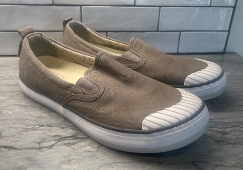 KEEN Elsa Taupe Canvas Slip On Sneakers Shoes Womens 10 (y8m)