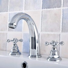Chrome Brass Deck Mount 8 inch Three Hole Bathroom Sink Faucet Mixer Tap 2nf535