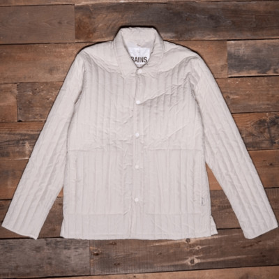 NWT Rains Unisex Liner Shirt Jacket Button Closure Quilted Color Fossil -Size XL