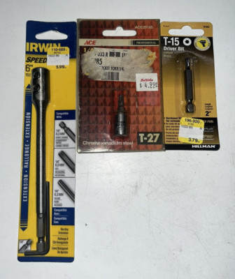 Hex Key Extension + Additional Driver Bits Torq Star Tee T15 T27 Steel Set of 3