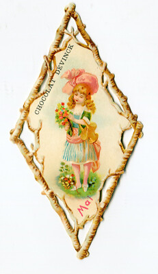Oblaten scrap die cut chromo  Mädchen Jahreszeit Mai 13,5 cm